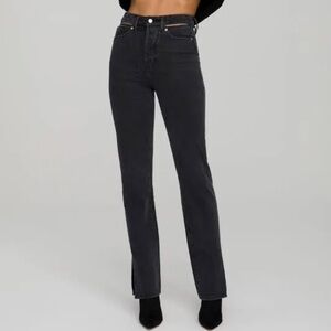 Good American Good Boy Jeans Cut Out‎ Waist Side Slit Black Size 12/31 NWOT
